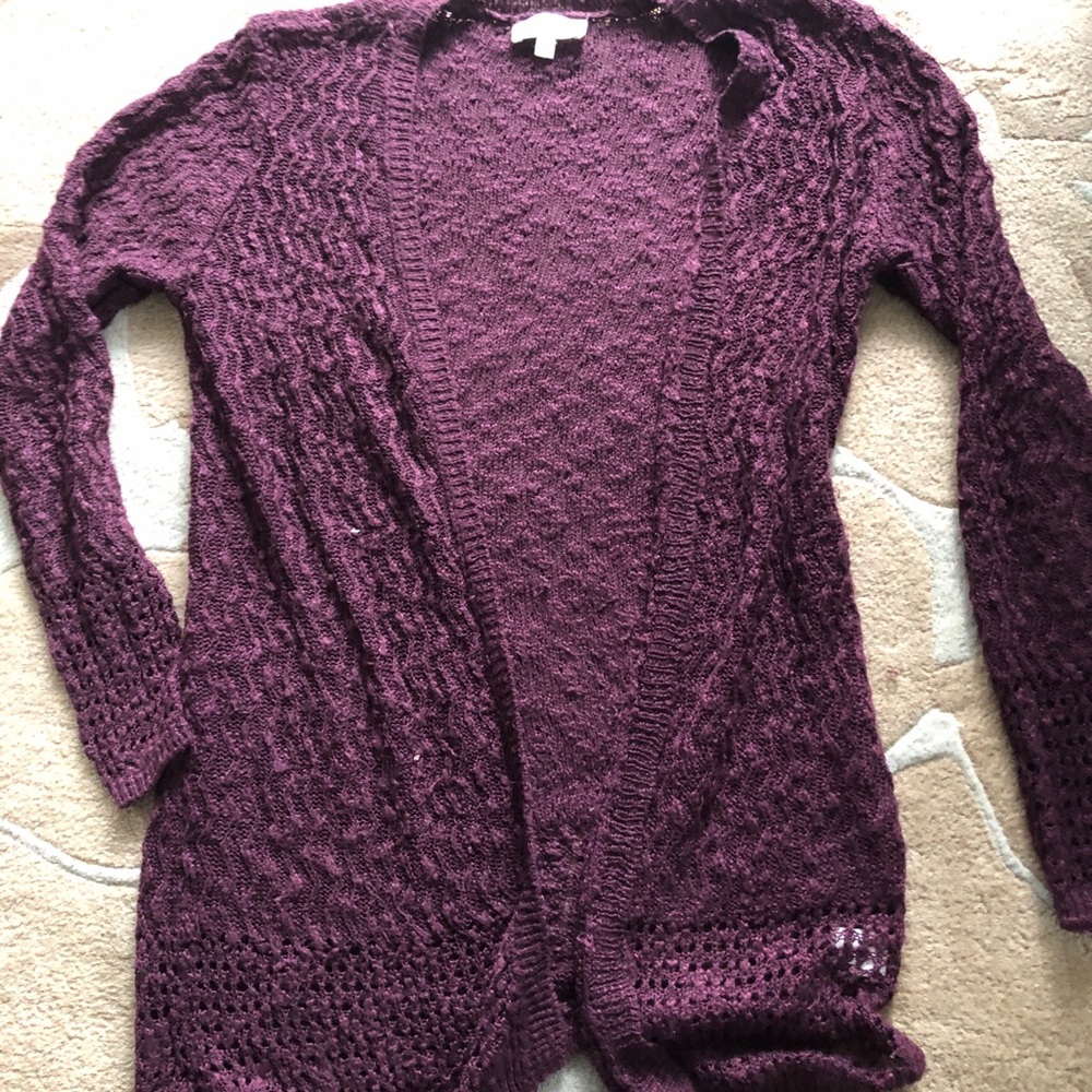 Cloud Chaser Purple Cable Knit Cardigan Sweater